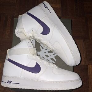 Nike Air Force 1 High Top Sneakers - White and Purple size 13 replacement box